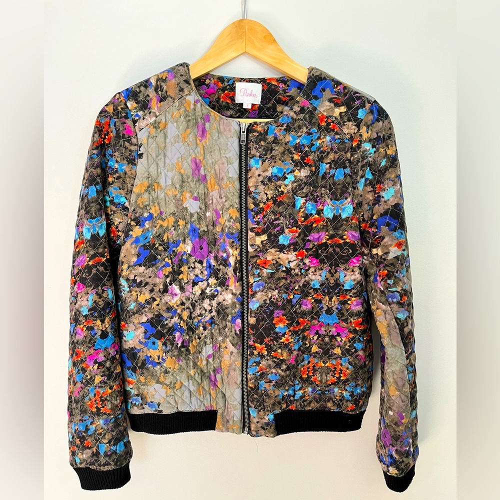 Parker spring floral print bomber jacket